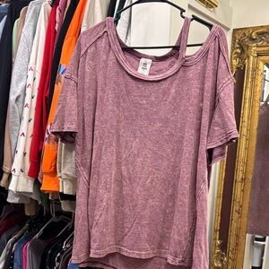 Free People Dusty Purple Short Sleeve Tee